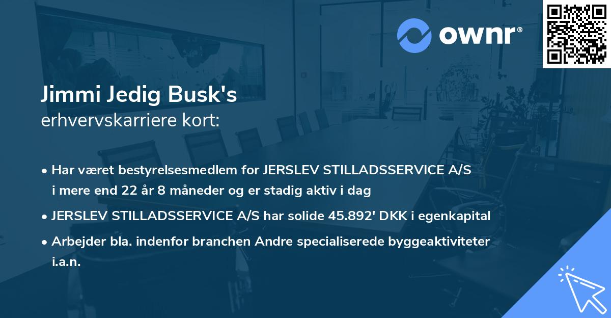 Jimmi Jedig Busk's erhvervskarriere kort