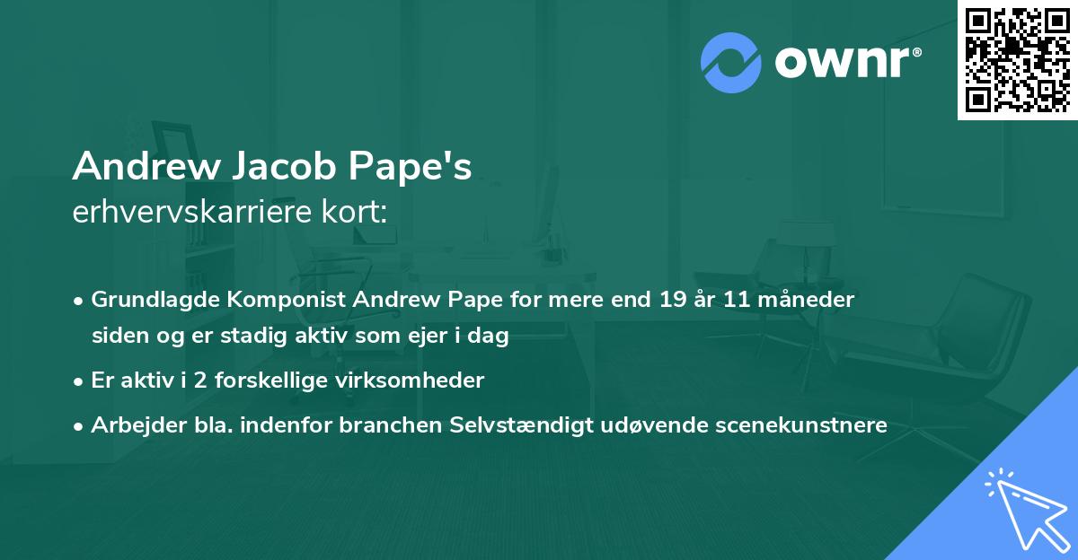 Andrew Jacob Pape's erhvervskarriere kort