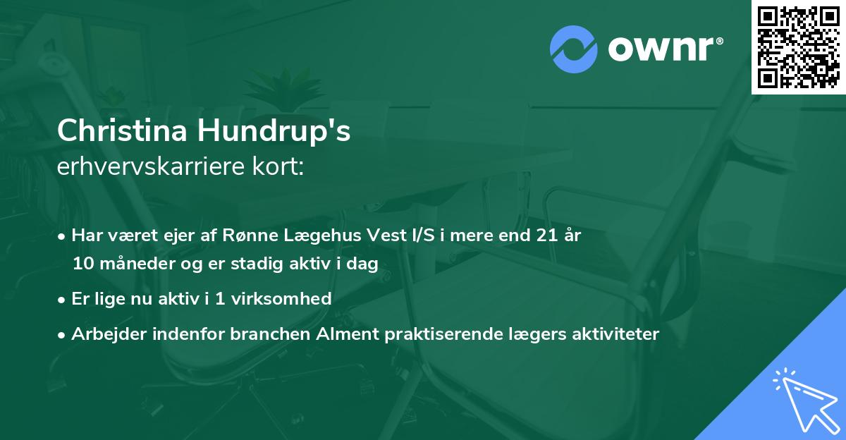 Christina Hundrup's erhvervskarriere kort