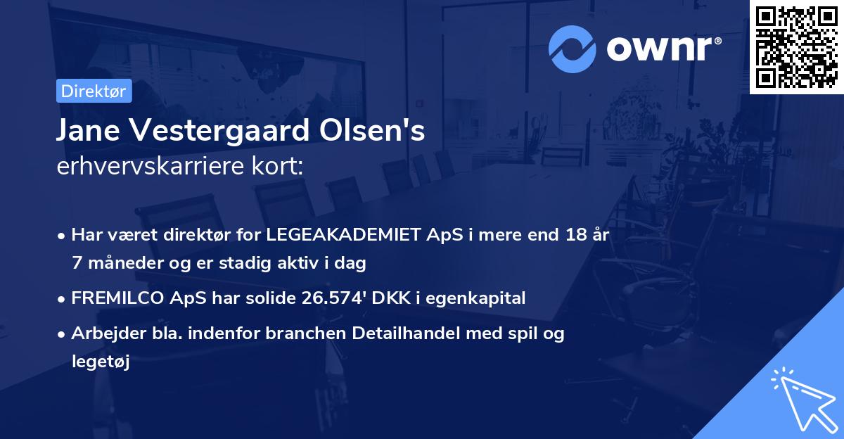 Jane Vestergaard Olsen's erhvervskarriere kort