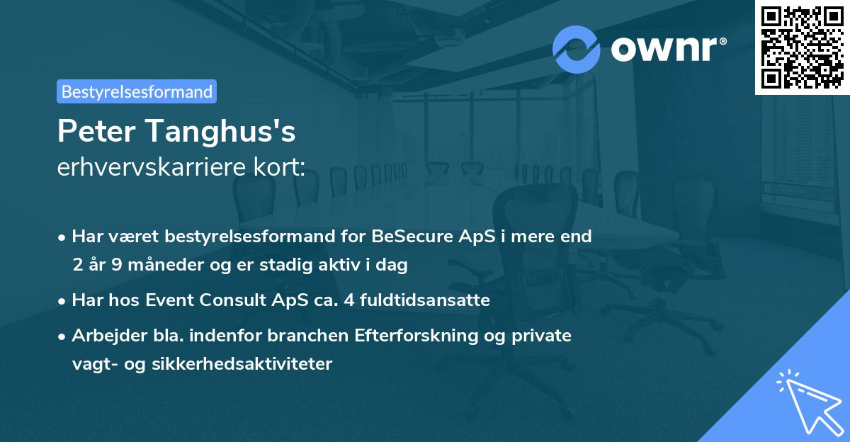 Peter Tanghus's erhvervskarriere kort