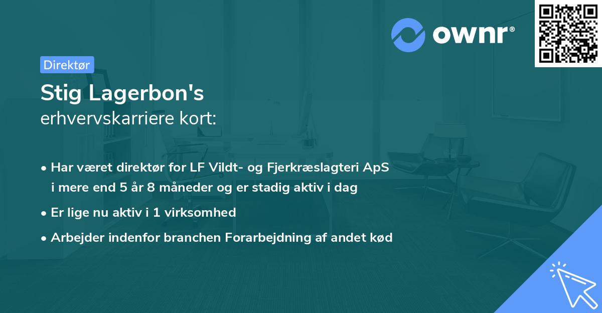 Stig Lagerbon's erhvervskarriere kort