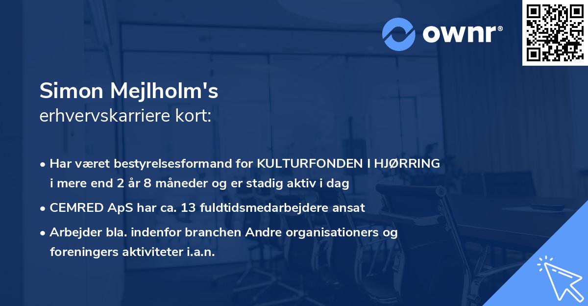 Simon Mejlholm's erhvervskarriere kort