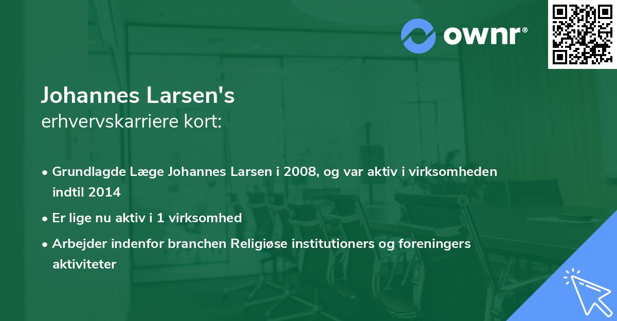 Johannes Larsen's erhvervskarriere kort