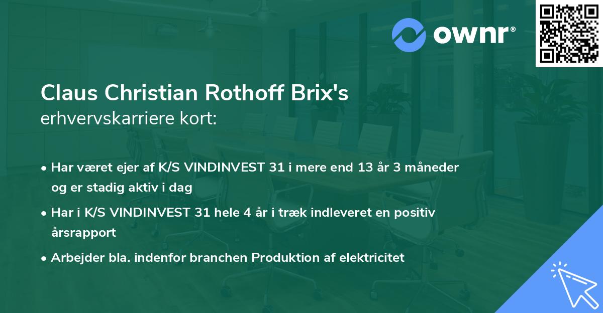 Claus Christian Rothoff Brix's erhvervskarriere kort