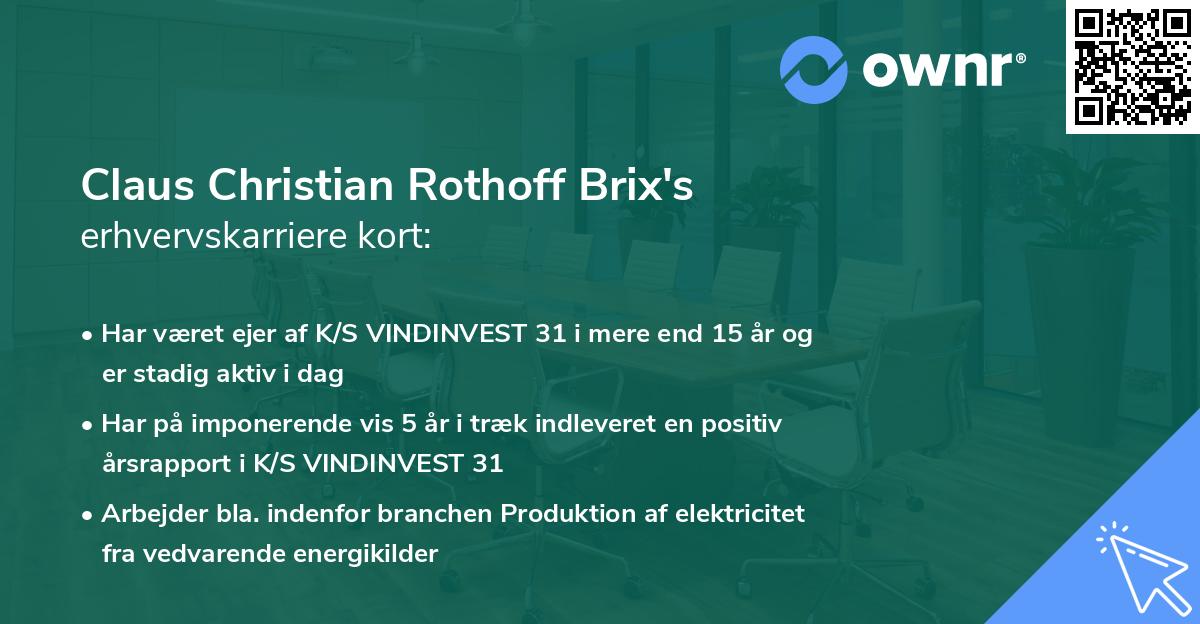 Claus Christian Rothoff Brix's erhvervskarriere kort