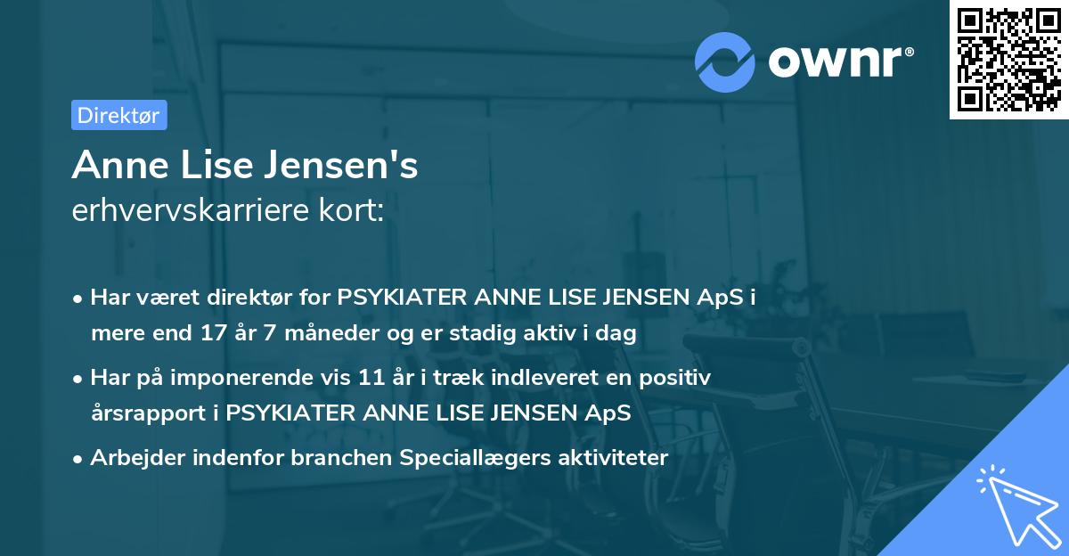 Anne Lise Jensen's erhvervskarriere kort