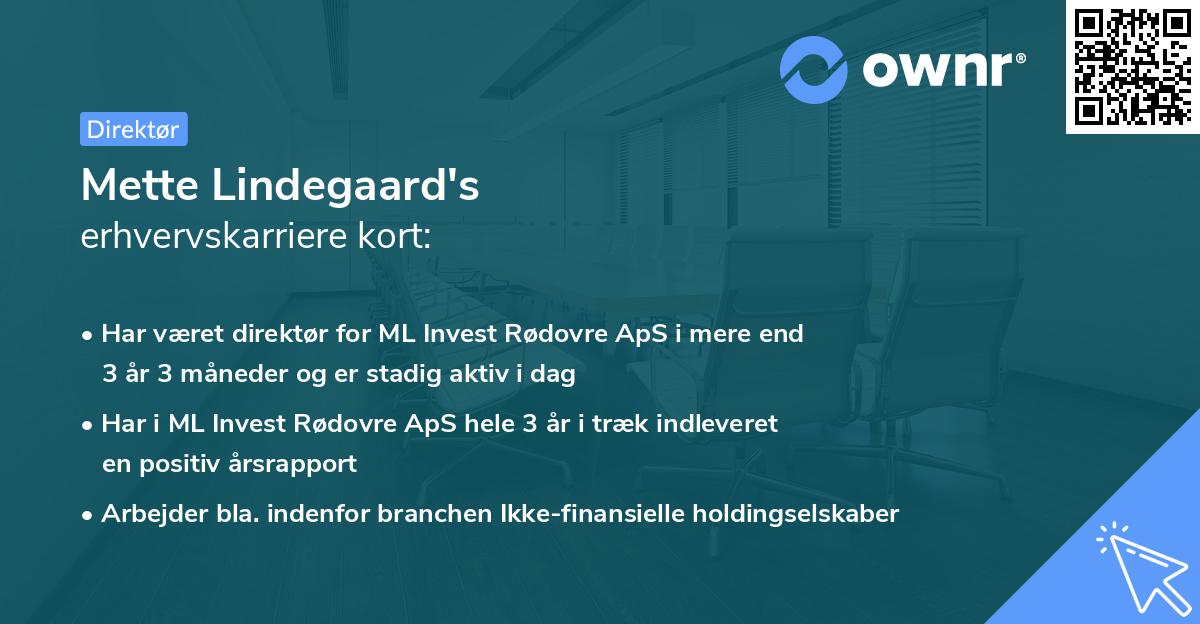 Mette Lindegaard's erhvervskarriere kort