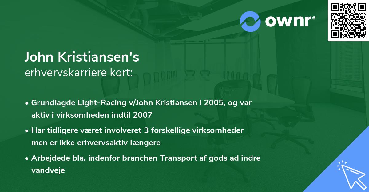 John Kristiansen's erhvervskarriere kort