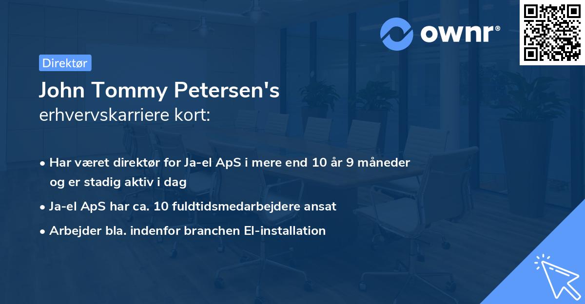 John Tommy Petersen's erhvervskarriere kort