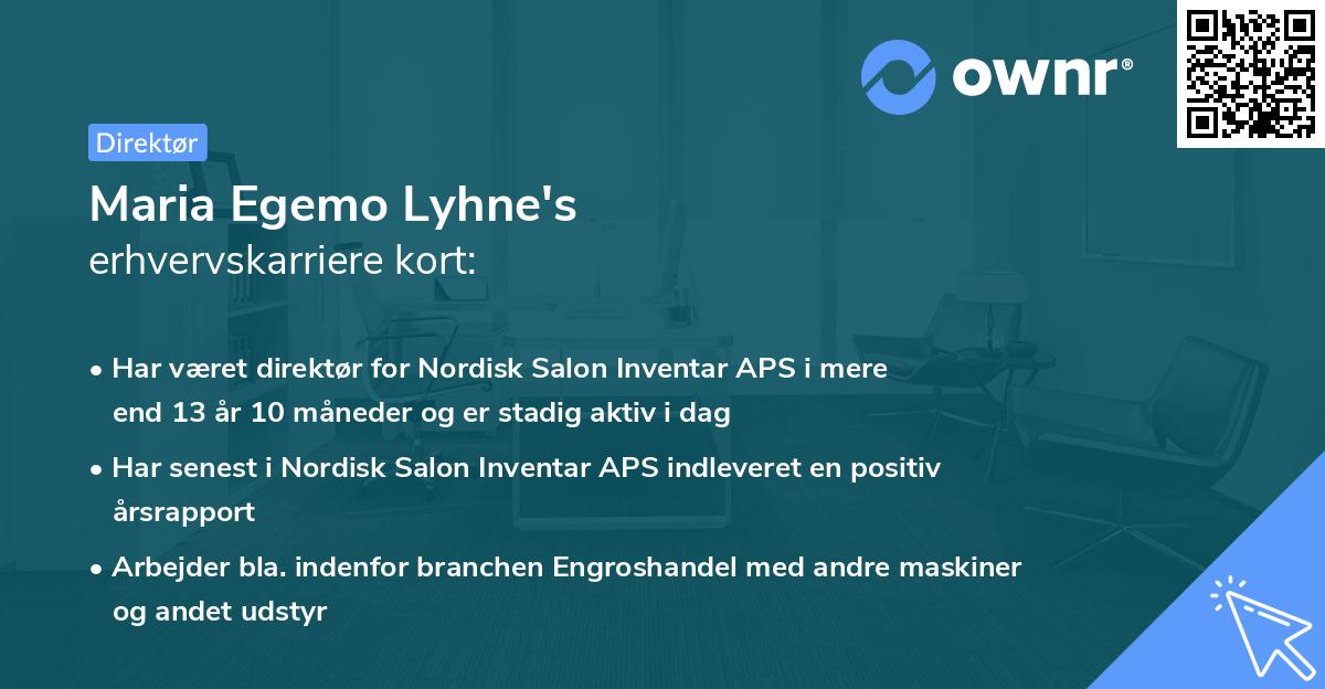 Maria Egemo Lyhne's erhvervskarriere kort