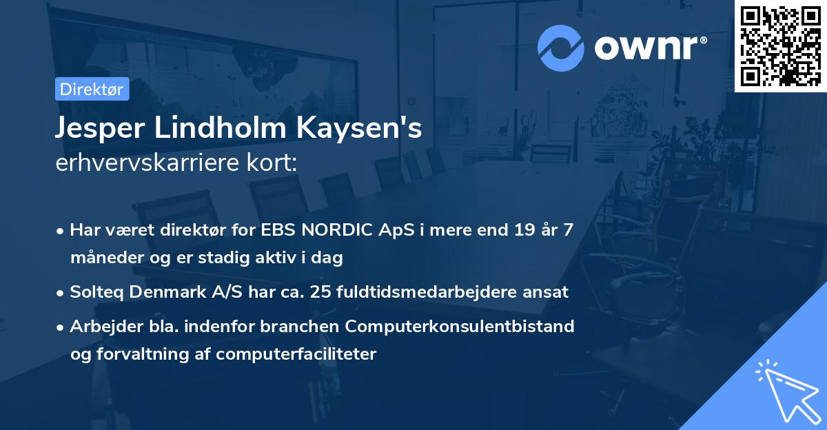 Jesper Lindholm Kaysen's erhvervskarriere kort