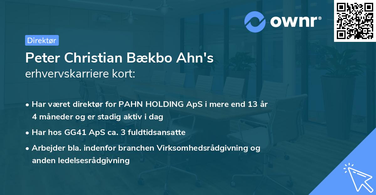 Peter Christian Bækbo Ahn's erhvervskarriere kort