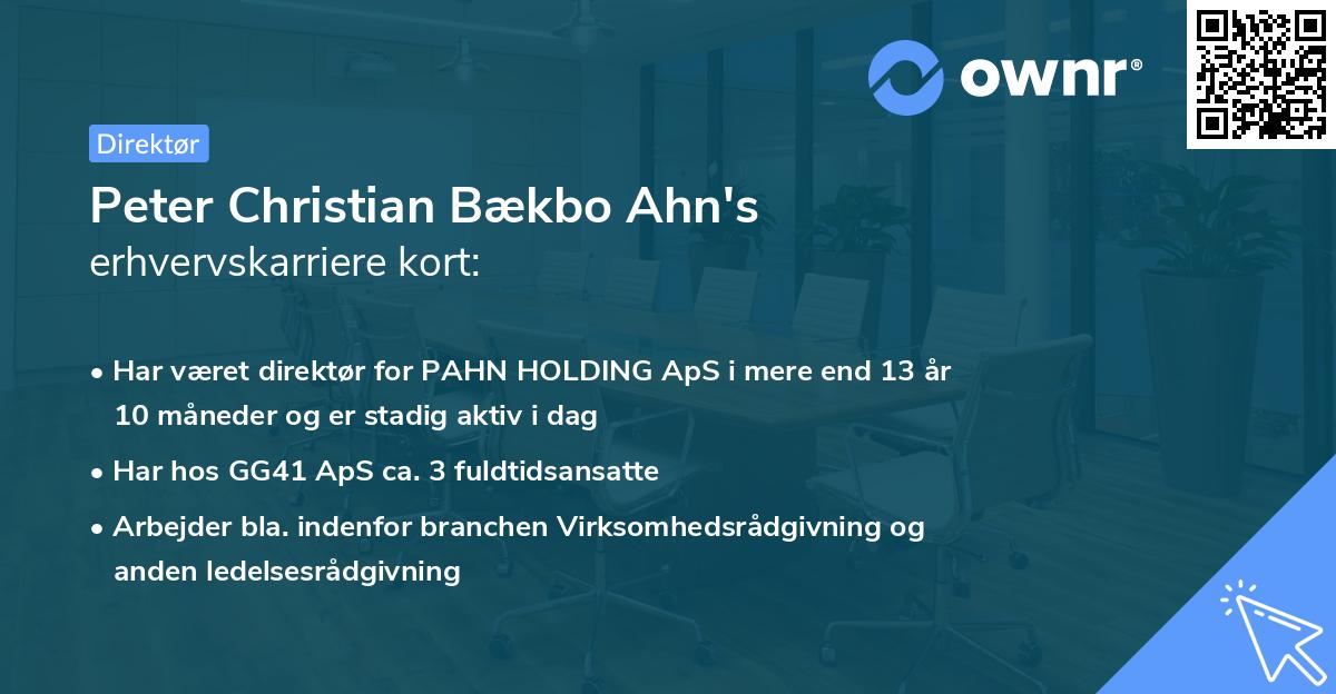 Peter Christian Bækbo Ahn's erhvervskarriere kort