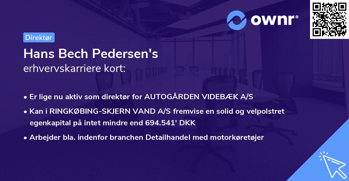 Hans Bech Pedersen's erhvervskarriere kort