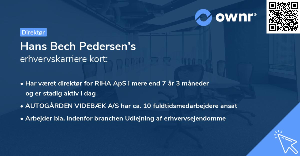 Hans Bech Pedersen's erhvervskarriere kort