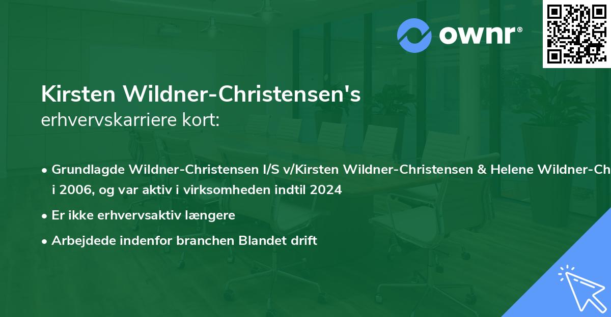 Kirsten Wildner-Christensen's erhvervskarriere kort