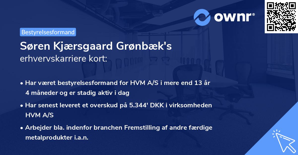 Søren Kjærsgaard Grønbæk's erhvervskarriere kort