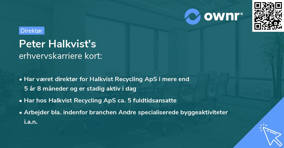 Peter Halkvist's erhvervskarriere kort