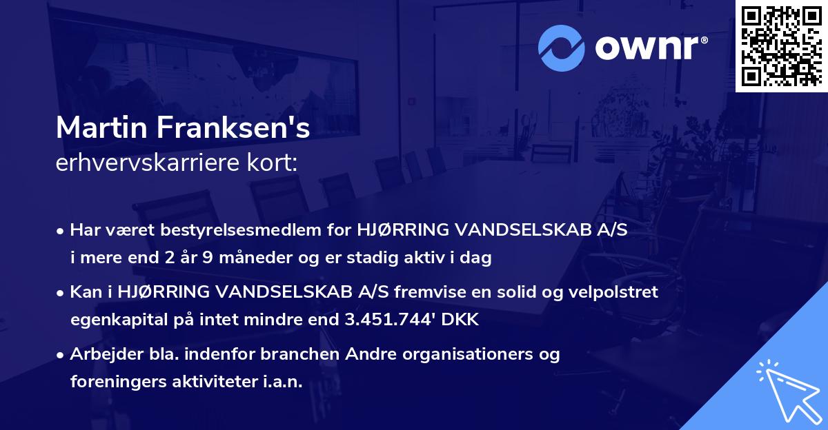 Martin Franksen's erhvervskarriere kort