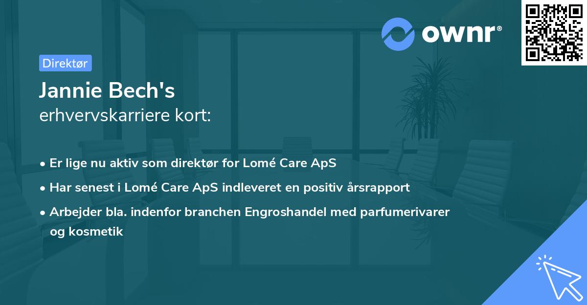 Jannie Bech's erhvervskarriere kort