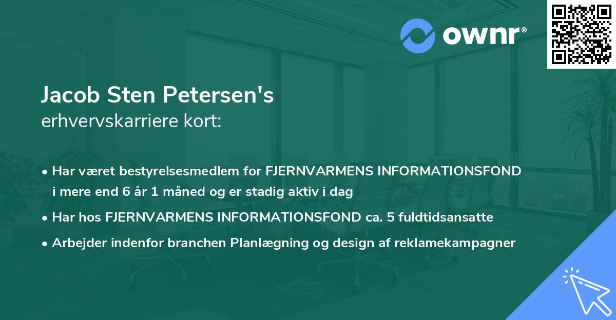 Jacob Sten Petersen's erhvervskarriere kort