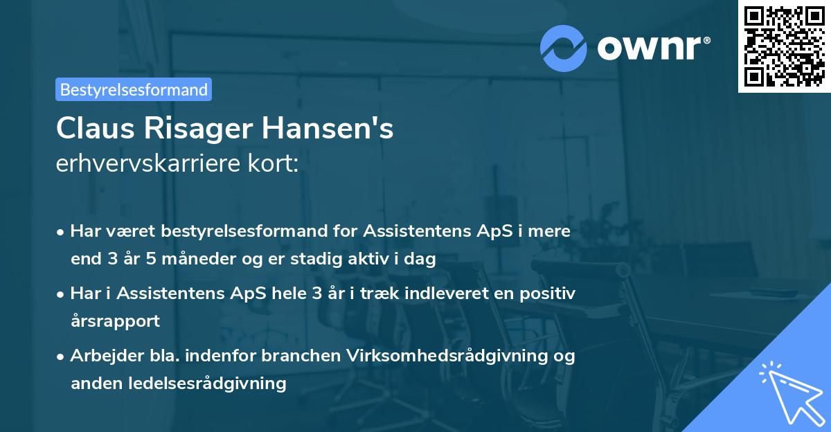 Claus Risager Hansen's erhvervskarriere kort