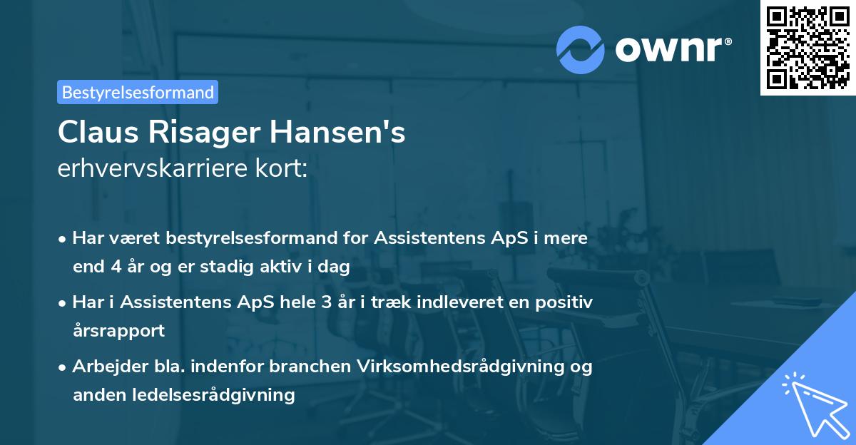 Claus Risager Hansen's erhvervskarriere kort