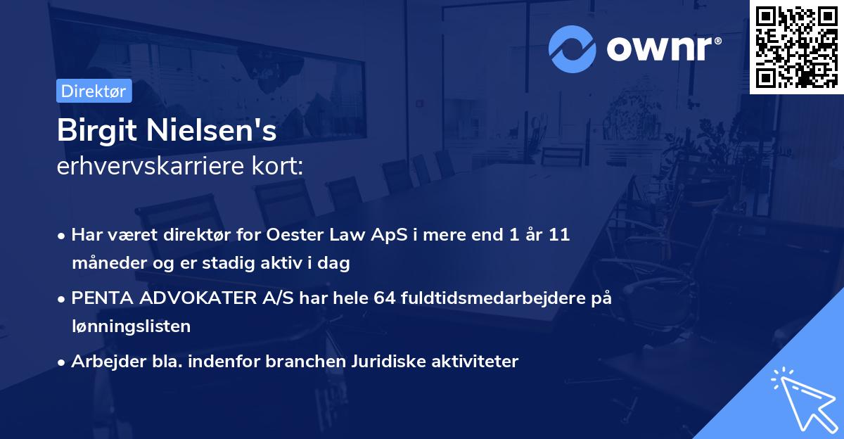 Birgit Nielsen's erhvervskarriere kort