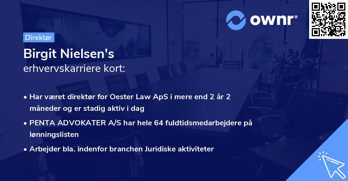 Birgit Nielsen's erhvervskarriere kort