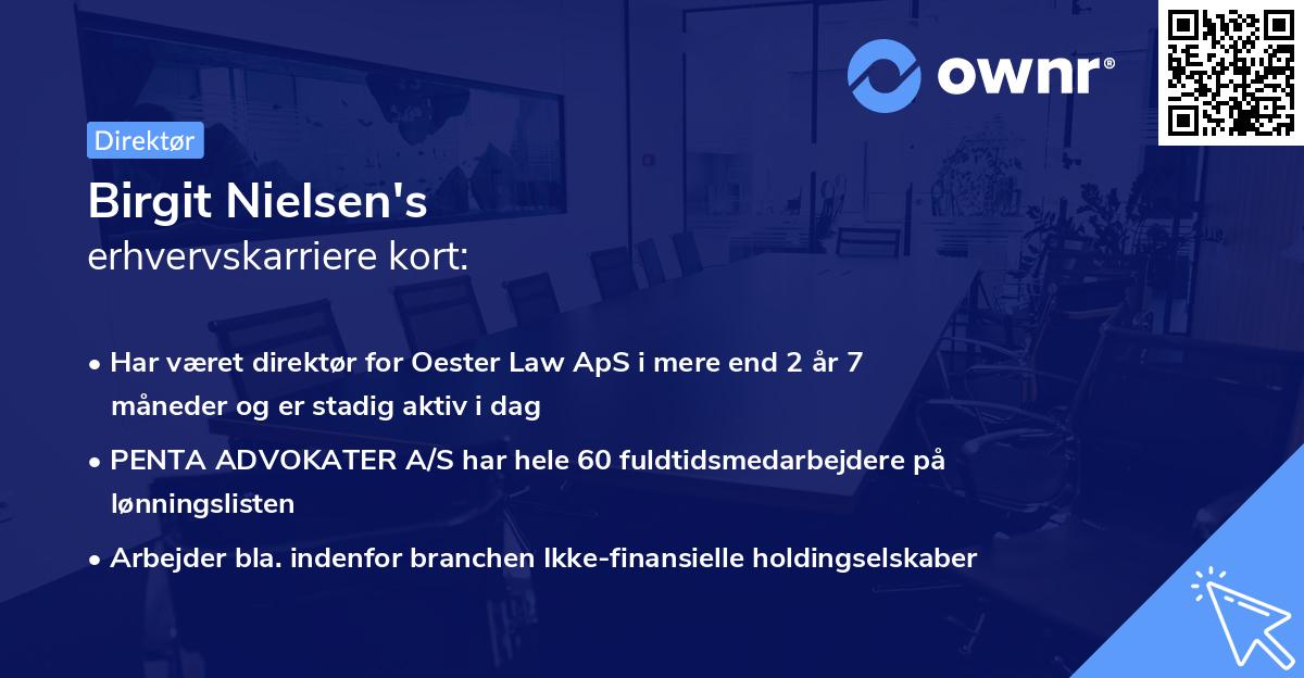Birgit Nielsen's erhvervskarriere kort