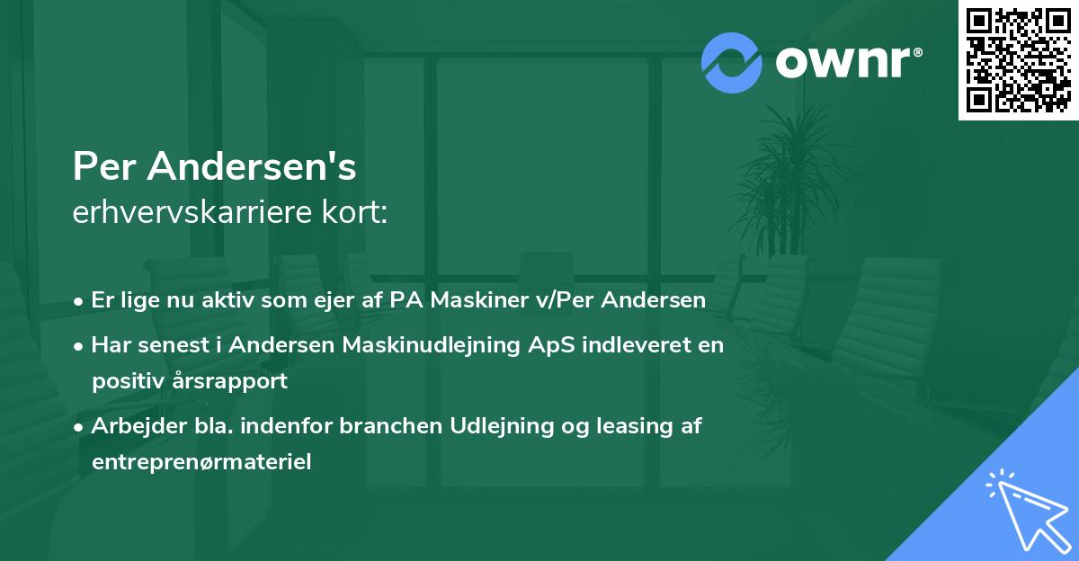 Per Andersen's erhvervskarriere kort