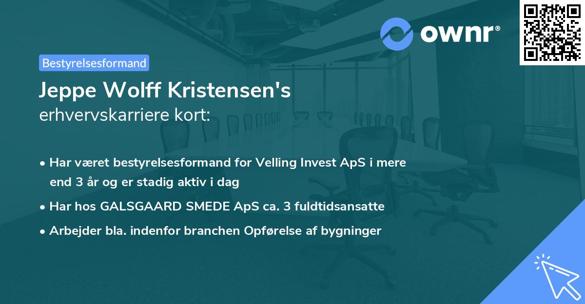 Jeppe Wolff Kristensen's erhvervskarriere kort