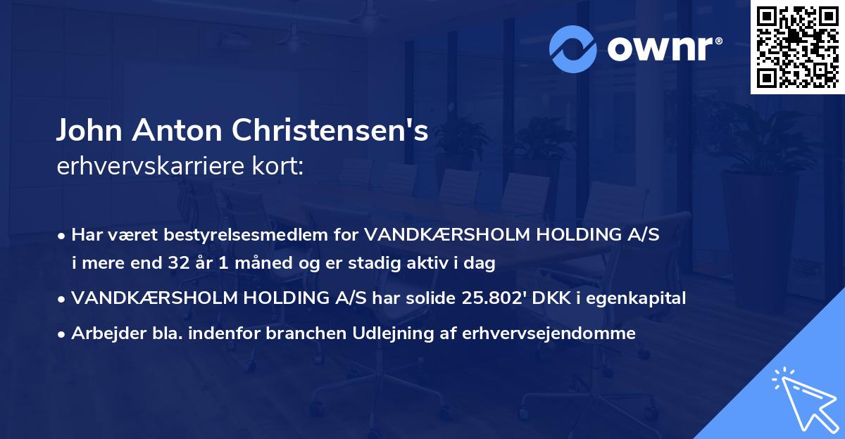 John Anton Christensen's erhvervskarriere kort
