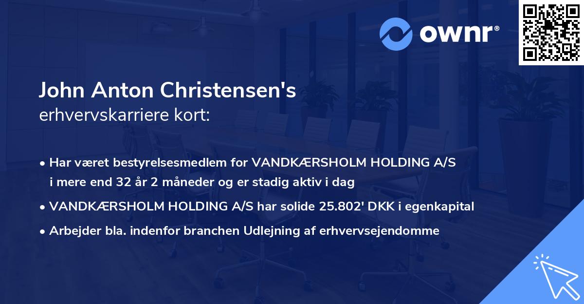 John Anton Christensen's erhvervskarriere kort
