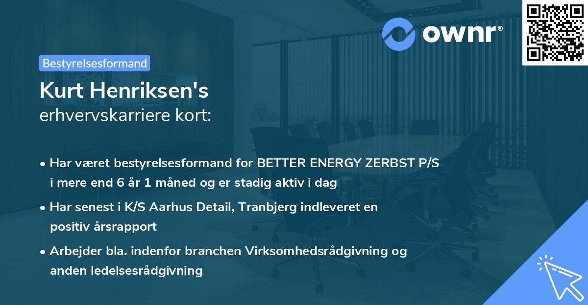 Kurt Henriksen's erhvervskarriere kort