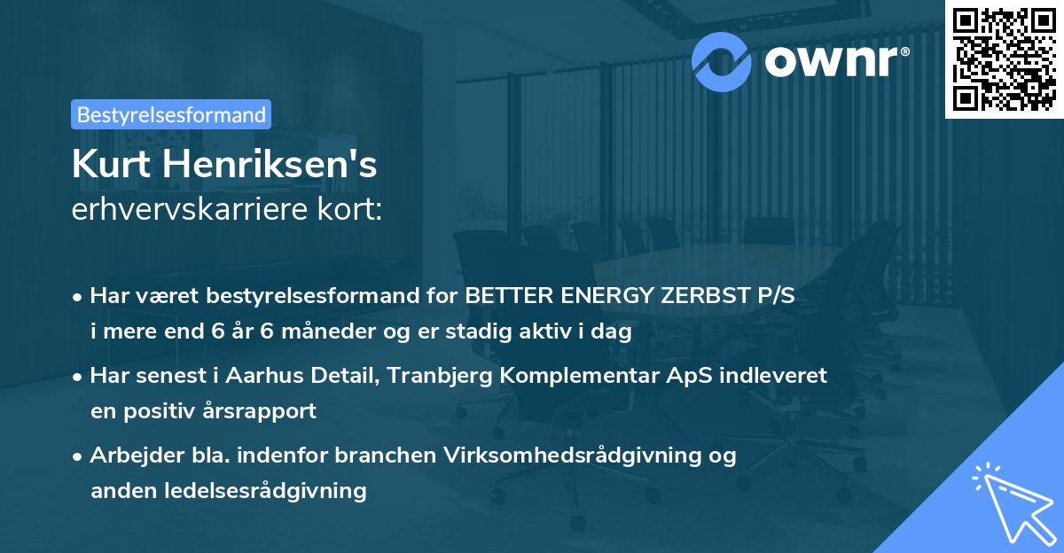 Kurt Henriksen's erhvervskarriere kort
