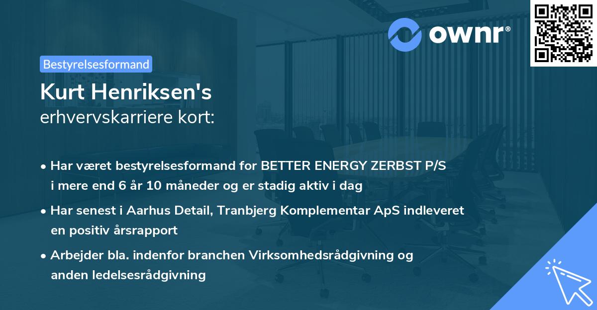 Kurt Henriksen's erhvervskarriere kort