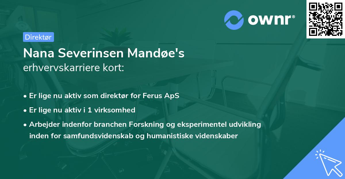 Nana Severinsen Mandøe's erhvervskarriere kort
