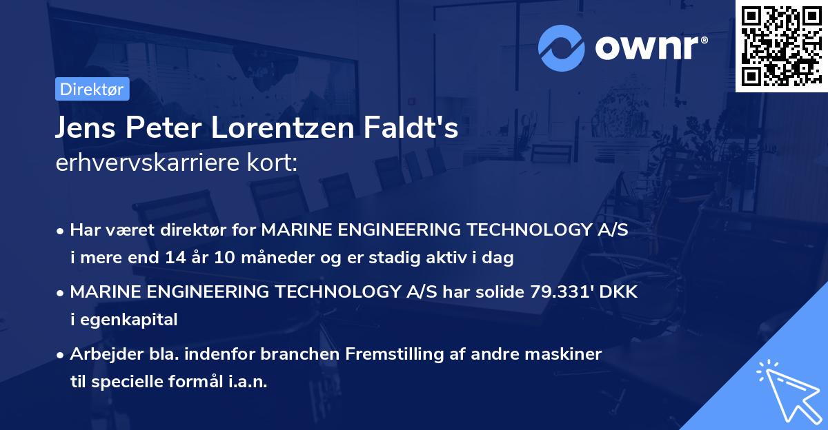 Jens Peter Lorentzen Faldt's erhvervskarriere kort