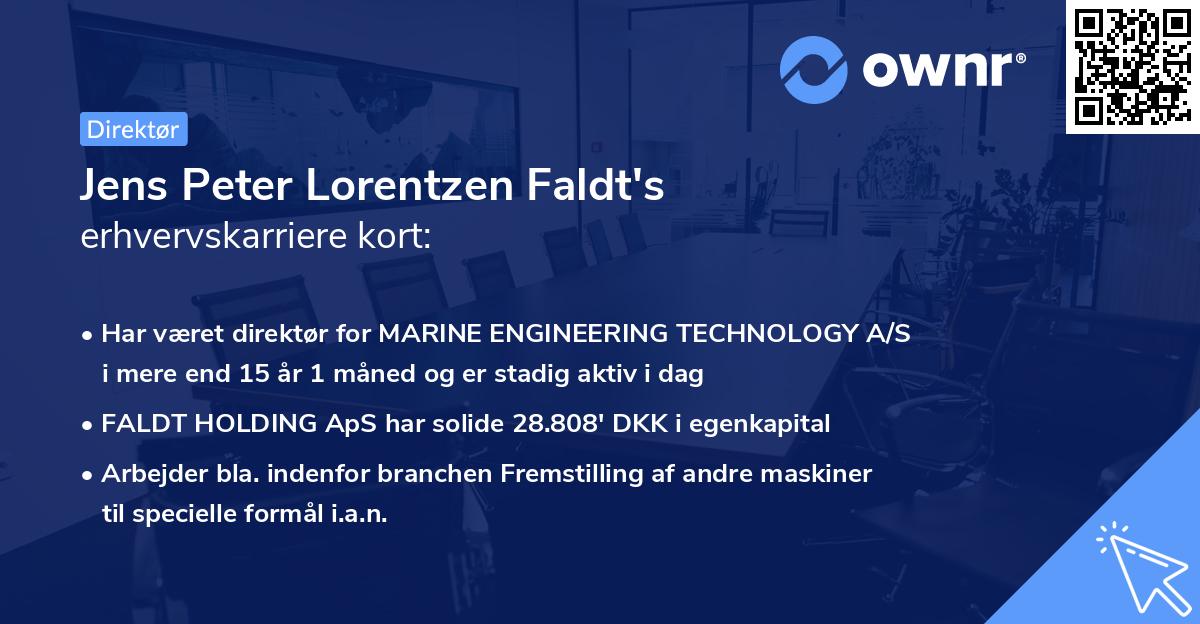 Jens Peter Lorentzen Faldt's erhvervskarriere kort