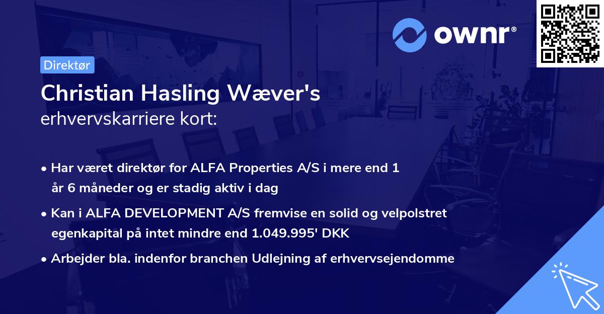 Christian Hasling Wæver's erhvervskarriere kort