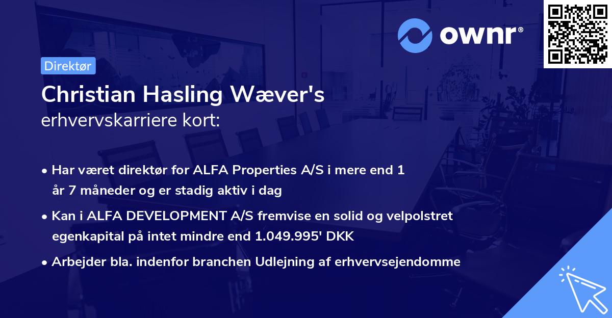 Christian Hasling Wæver's erhvervskarriere kort