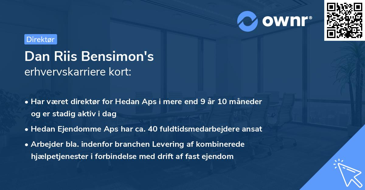 Dan Riis Bensimon's erhvervskarriere kort