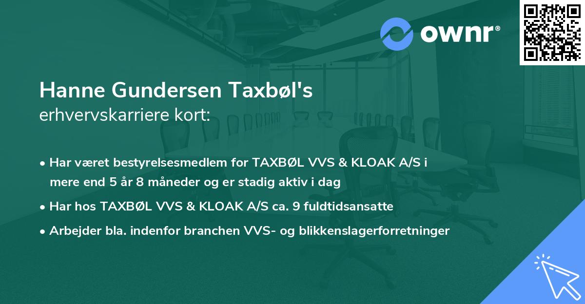 Hanne Gundersen Taxbøl's erhvervskarriere kort