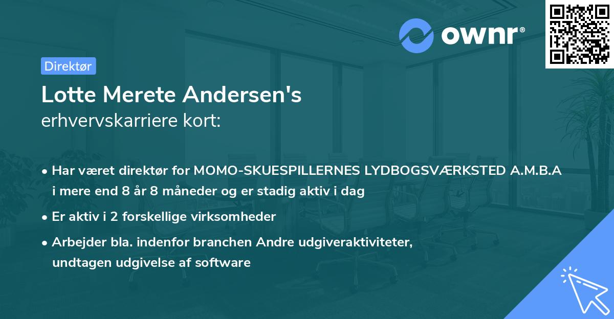 Lotte Merete Andersen's erhvervskarriere kort