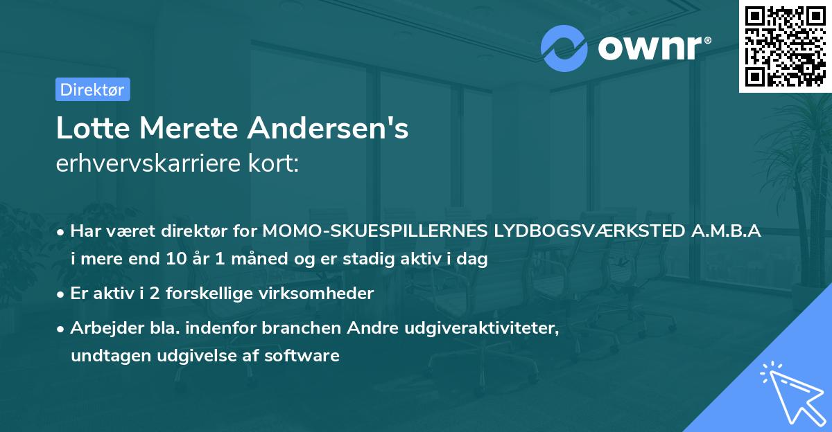 Lotte Merete Andersen's erhvervskarriere kort