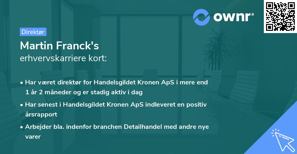 Martin Franck's erhvervskarriere kort