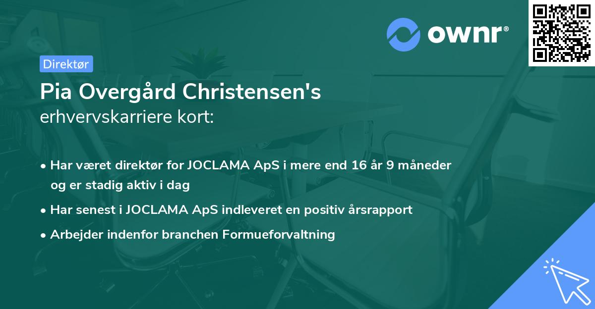 Pia Overgård Christensen's erhvervskarriere kort