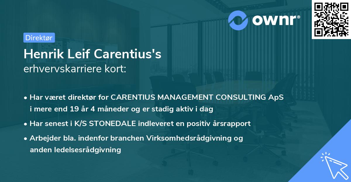 Henrik Leif Carentius's erhvervskarriere kort